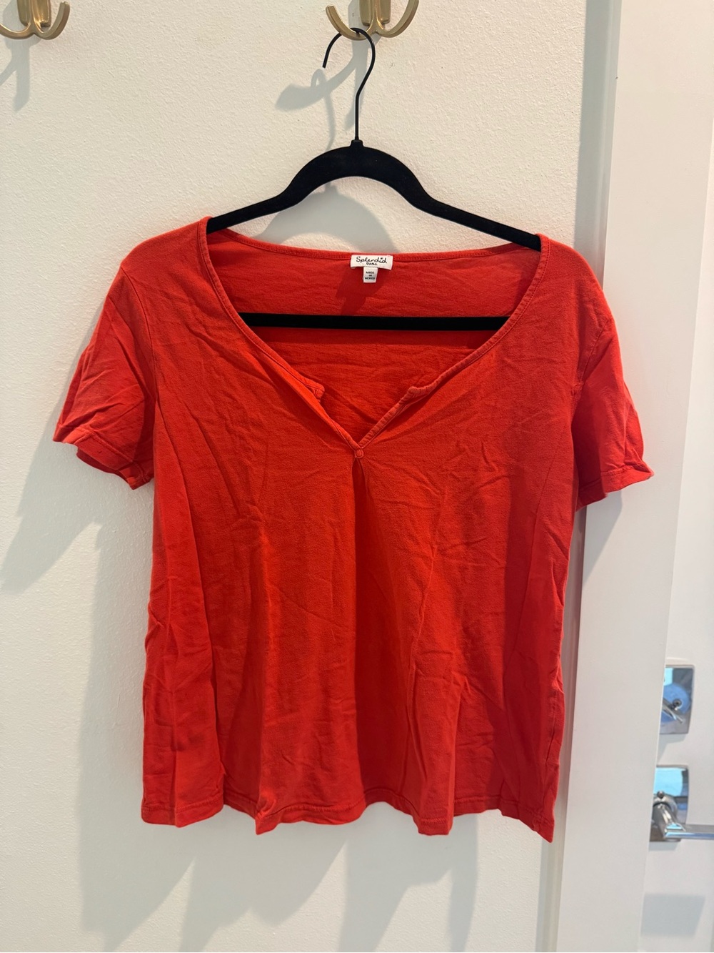 Splendid Bright Red Short Sleeve V-Neck Tee